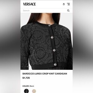 VERSACE -  BAROCCO LUREX CROP KNIT CARDIGAN Size 38